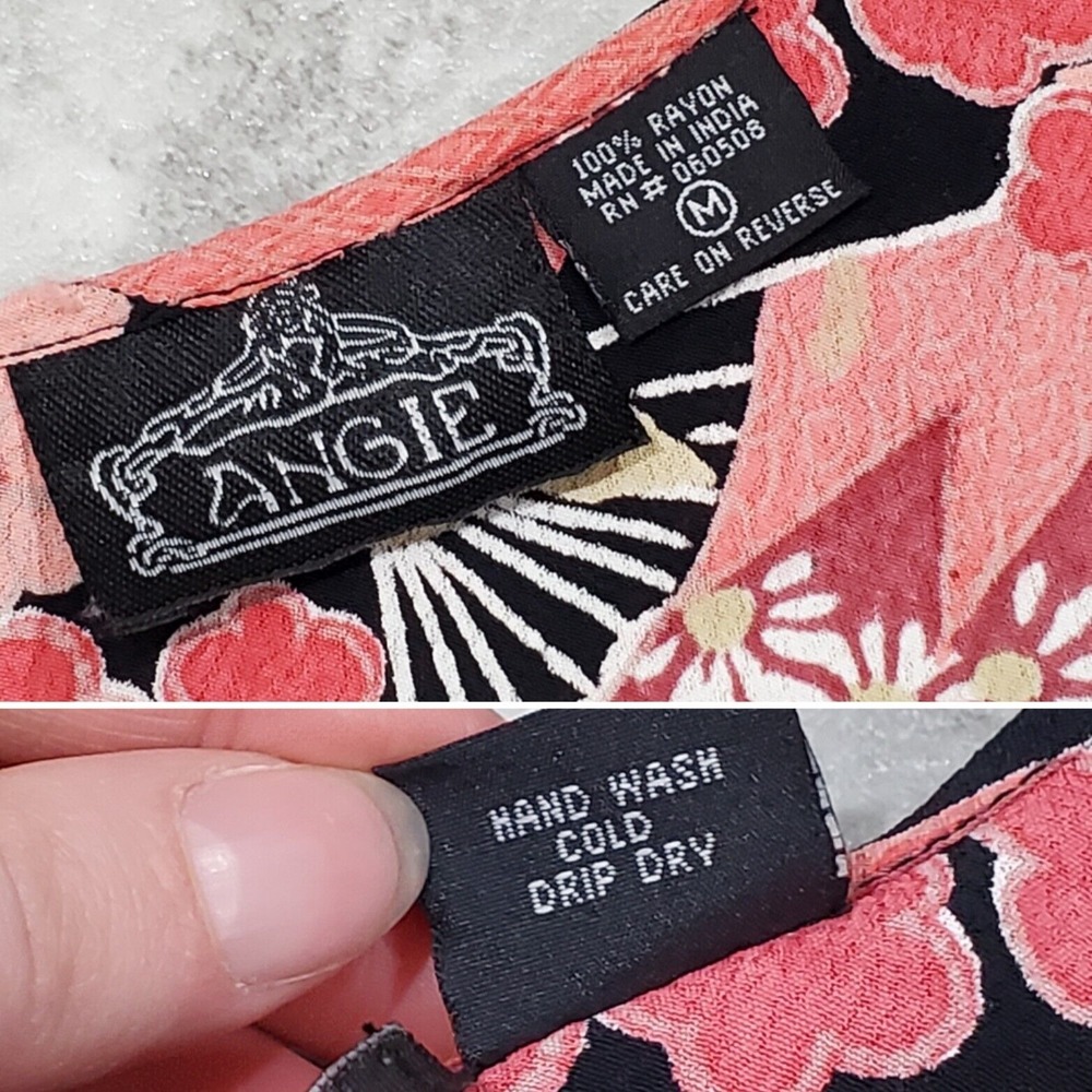 Women's y2k Fairy Floral Pink & Black Midi Dress Angie Ruffle Size M - Picture 7 of 12